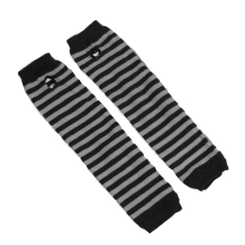 Striped Gloves Arm Warmer Knitted Long Fingerless Gloves Gothic Mittens Punk Rock Accessories Emo Scene Egirl Anime Y2K