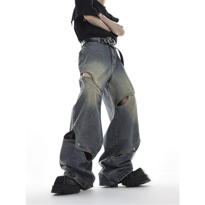 🖤 Urban Rebel Wide-Leg Jeans | Japanese & Korean Street Fashion Men’s Denim