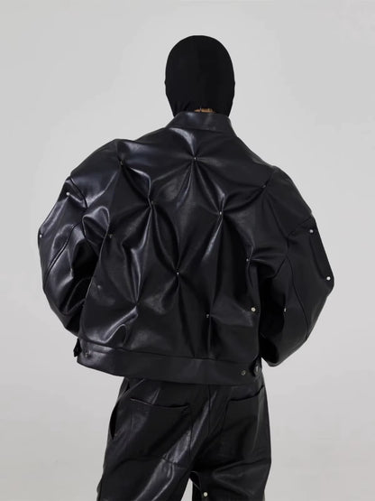 🖤 Men’s Luxury PU Leather Jacket — Rivet Streetwear 2025 ⚡