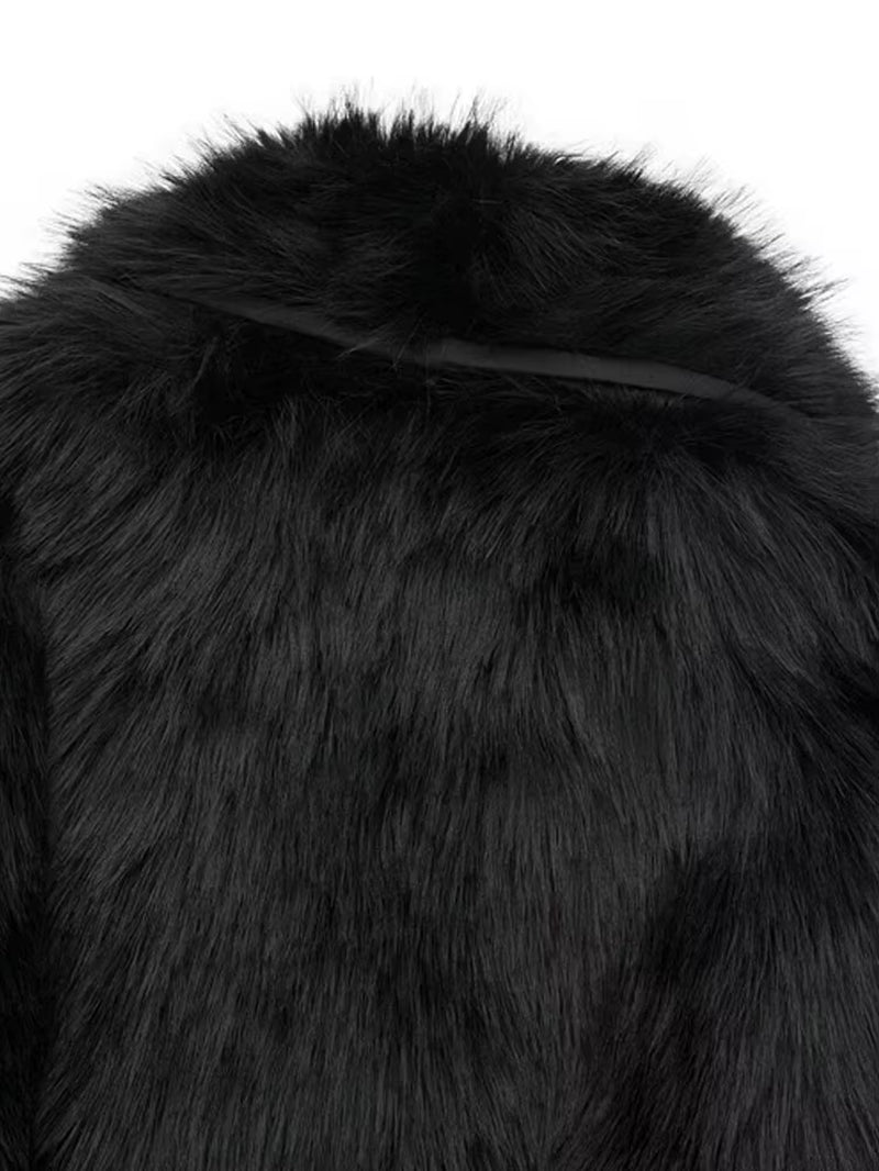 Black Faux Fur Cropped Jacket – Dark Elegance Edition