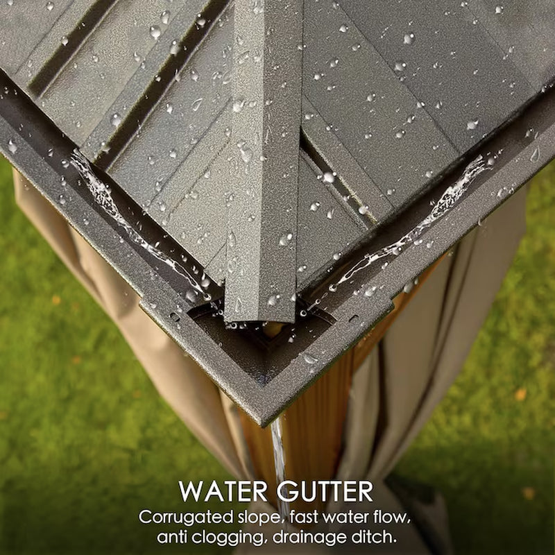 Transform Your Outdoor Space with the Elegant 12-Ft x 16-Ft Brown Hardtop Gazebo – Complete with Screen for Ultimate Comfort