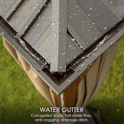 Transform Your Outdoor Space with the Elegant 12-Ft x 16-Ft Brown Hardtop Gazebo – Complete with Screen for Ultimate Comfort