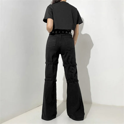 Gothic Emo Alt Cargo Pants Techwear Hippie Baggy Jeans Mom Goth Punk Black Denim Trousers Cyber Y2K Pants Academic Dark Clothes