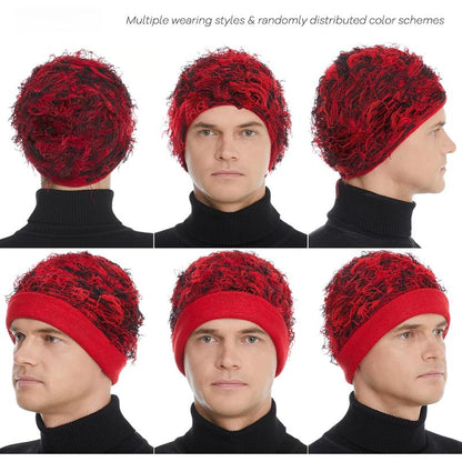 “Emo Distressed Beanie 🖤 Fuzzy Knit Winter Cap Unisex”