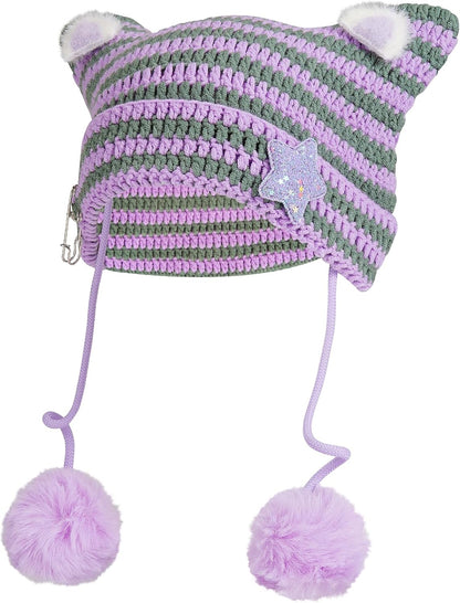 Cat Ear Y2K Beanie 🖤⭐