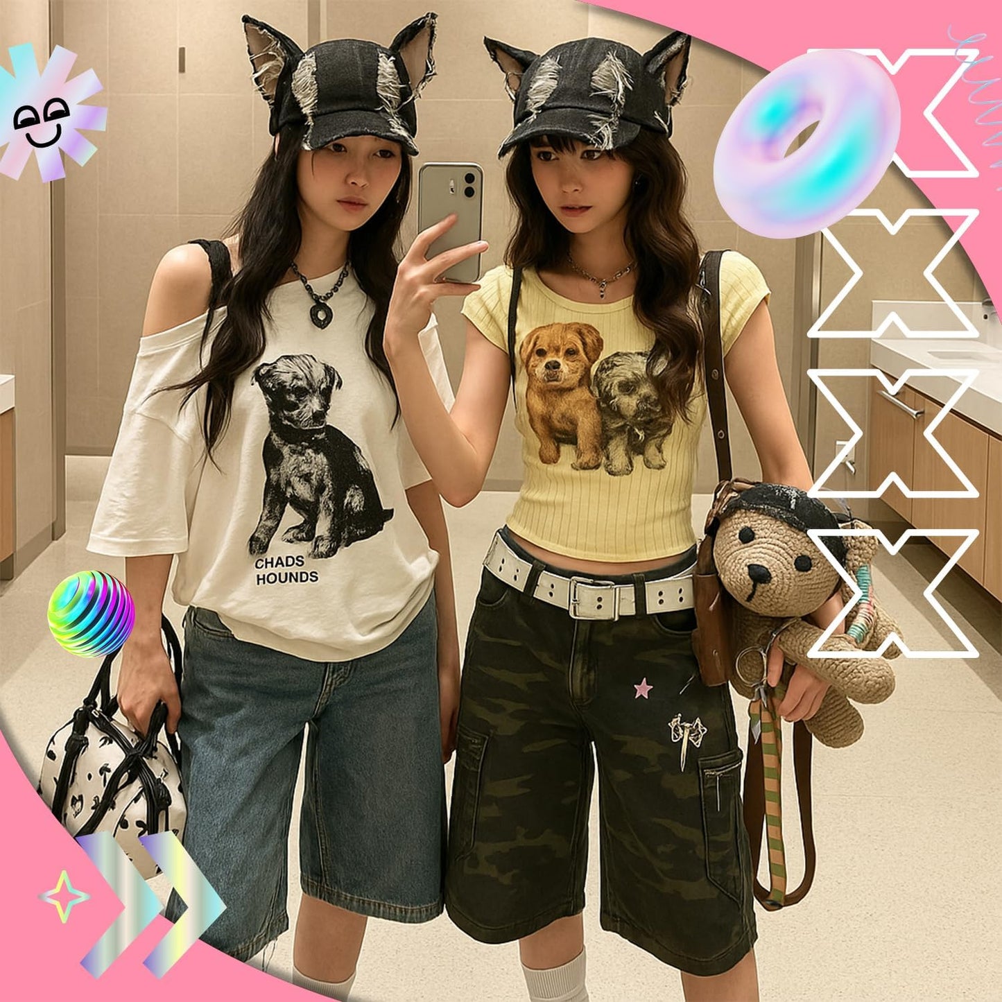 Distressed Gothic Ear Hat with Chains 🧢🖤