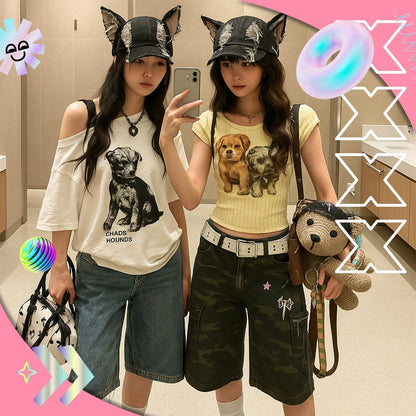 Distressed Gothic Ear Hat with Chains 🧢🖤