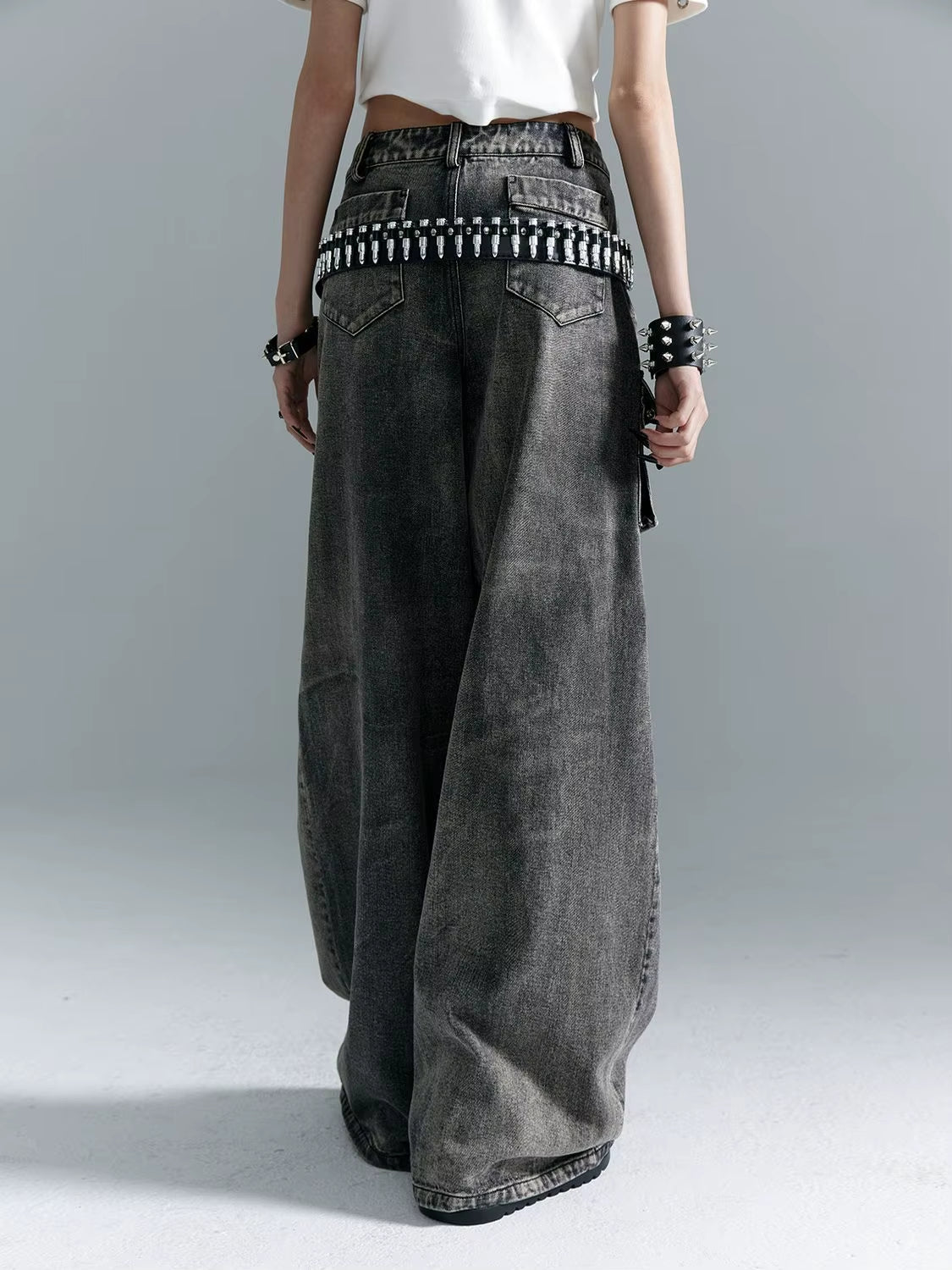 Women’s Lace-Up Ripped Denim Pants – Punk Retro Style