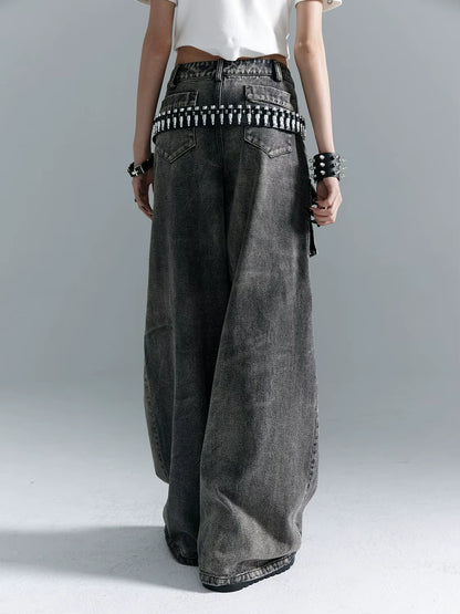 Women’s Lace-Up Ripped Denim Pants – Punk Retro Style