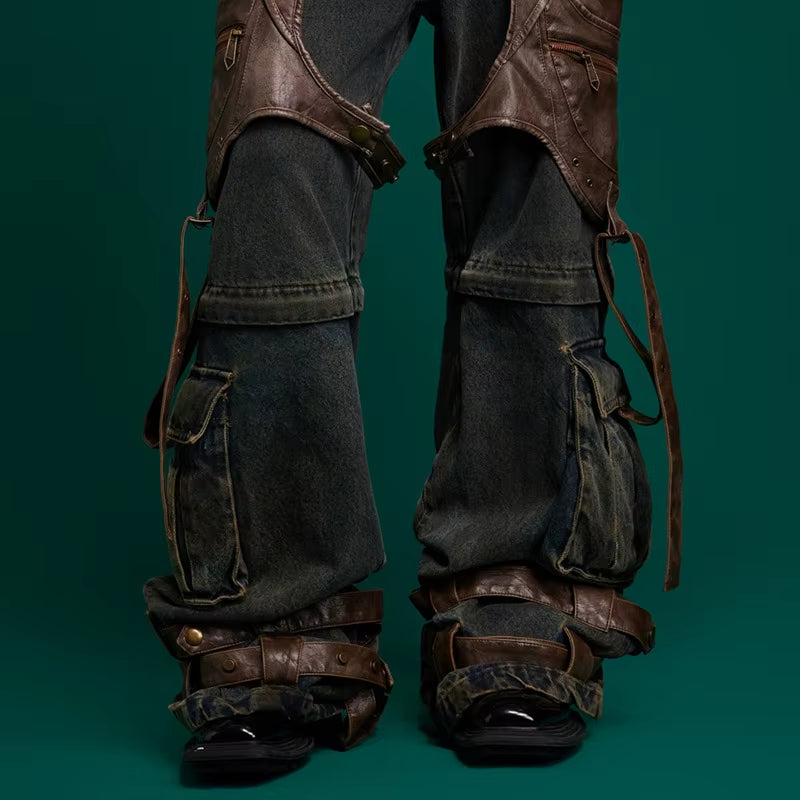 Elevate Your Style with Vintage Detachable Denim Cargo Pants – Trendy Spliced Jeans for Men | 2025 Original Collection