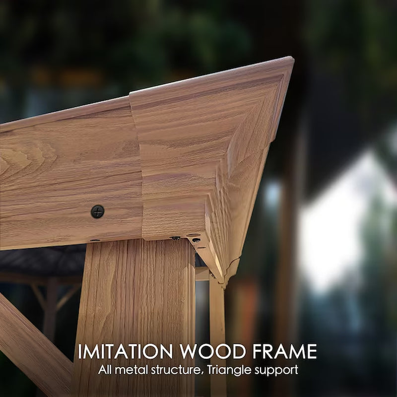 Transform Your Outdoor Space with the Elegant 12-Ft x 16-Ft Brown Hardtop Gazebo – Complete with Screen for Ultimate Comfort