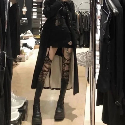 Gothic Dark Long Sexy Fishnet Stockings Women Harajuku Emo Alternative Mesh Tights Lingerie Skin Thigh High Garters Hosiery