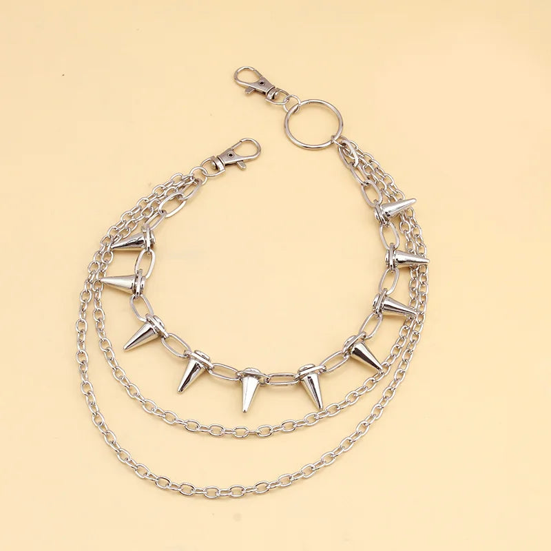 Fashion Hip-Hop Punk Metal Rivets Pants Chain Multi-Layer Waist Chain Dress up Pants Hundred with Jewelry Emo Accessories Gifts