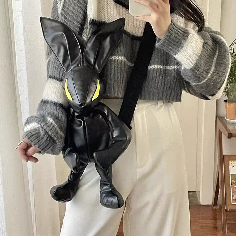 Beauty Beast Backpack PU Black White Bags for Women Unisex Zipper Water Repellent