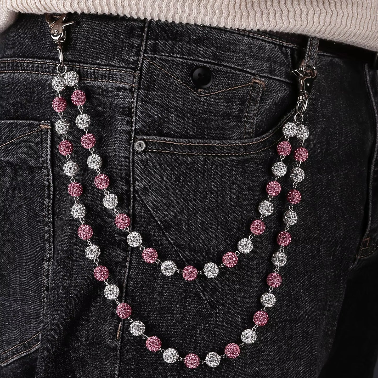💎 Street Chain Accessory — Hip-Hop Beaded Waist & Jeans Chain 🔗