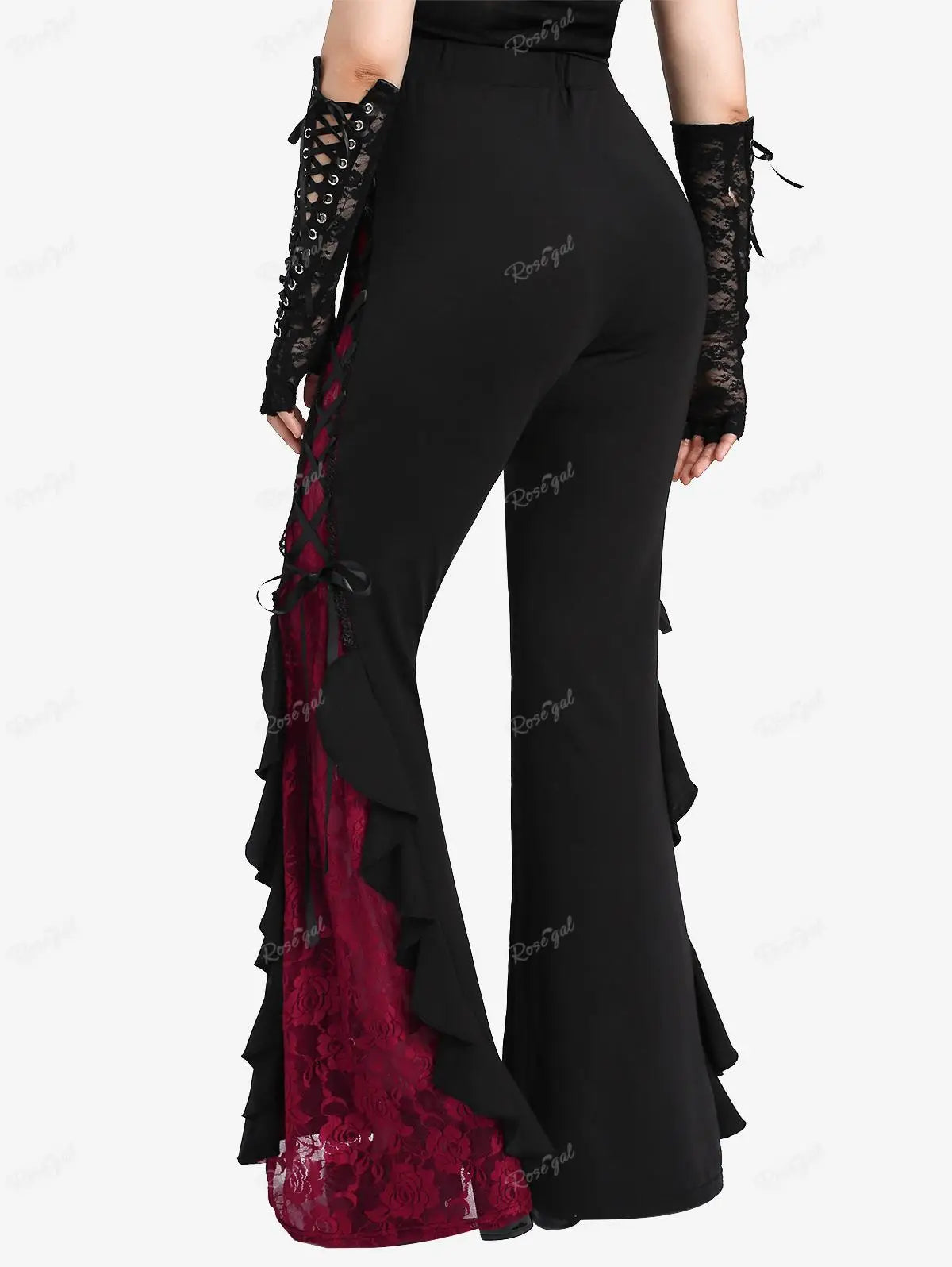 Gothic Lace-Up Flare Pants 🌹🖤