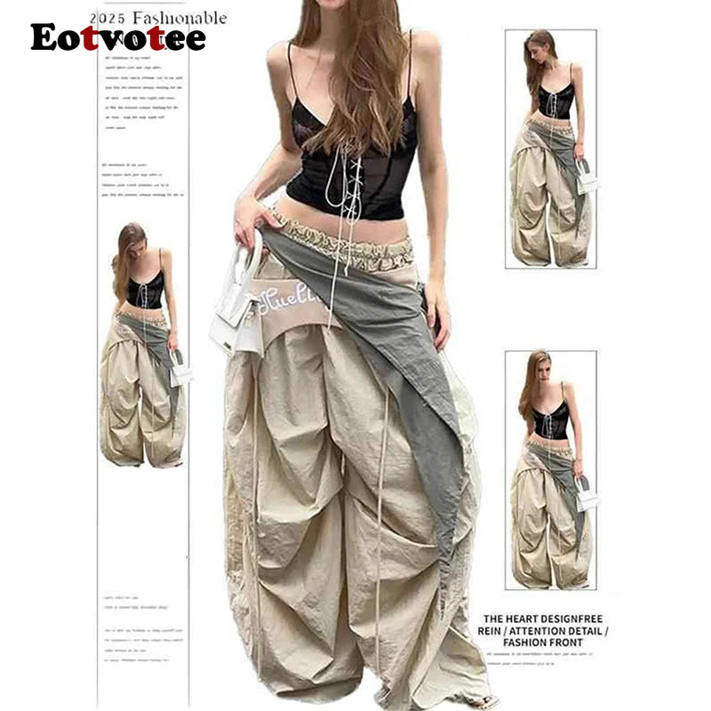 Women’s Baggy Pants – Irregular Patchwork High-Waist