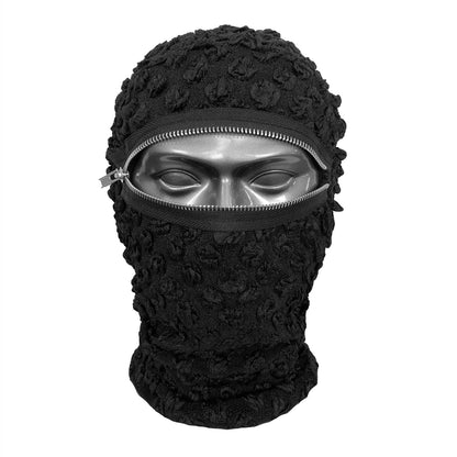 Zipper Techwear Style Breathable Elastic Knitted Full Face Mask Men Women Hip Hop Punk Rock Hat Headgear Cosplay Costume