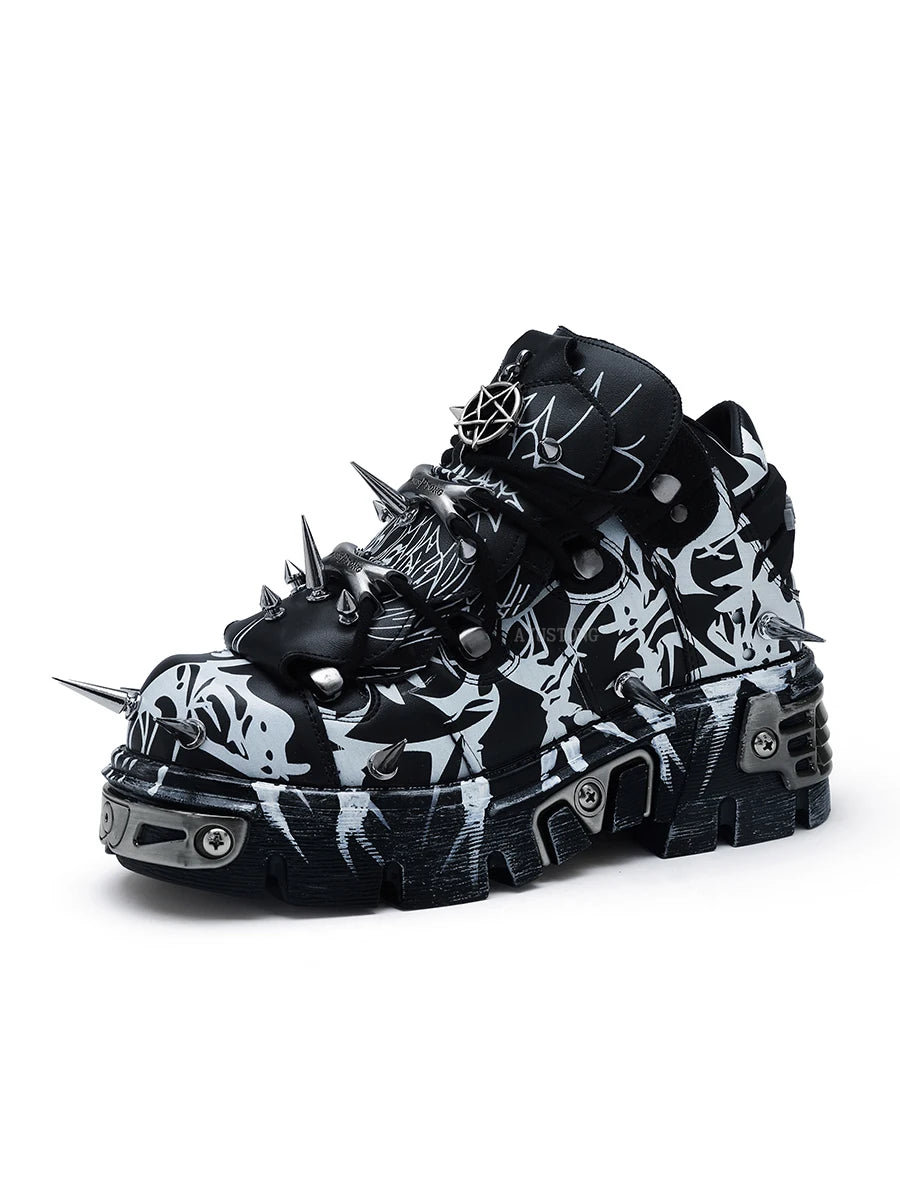 Motorcycle Boots Rivet Platform Sneakers Gothic Punk Rock Chic Ankle Boots Sexy Camouflage New