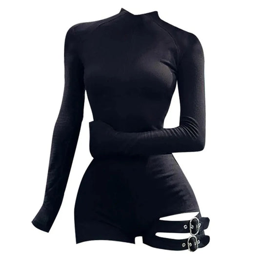 🖤 Gothic Black Buckle Jumpsuit 🕷️   