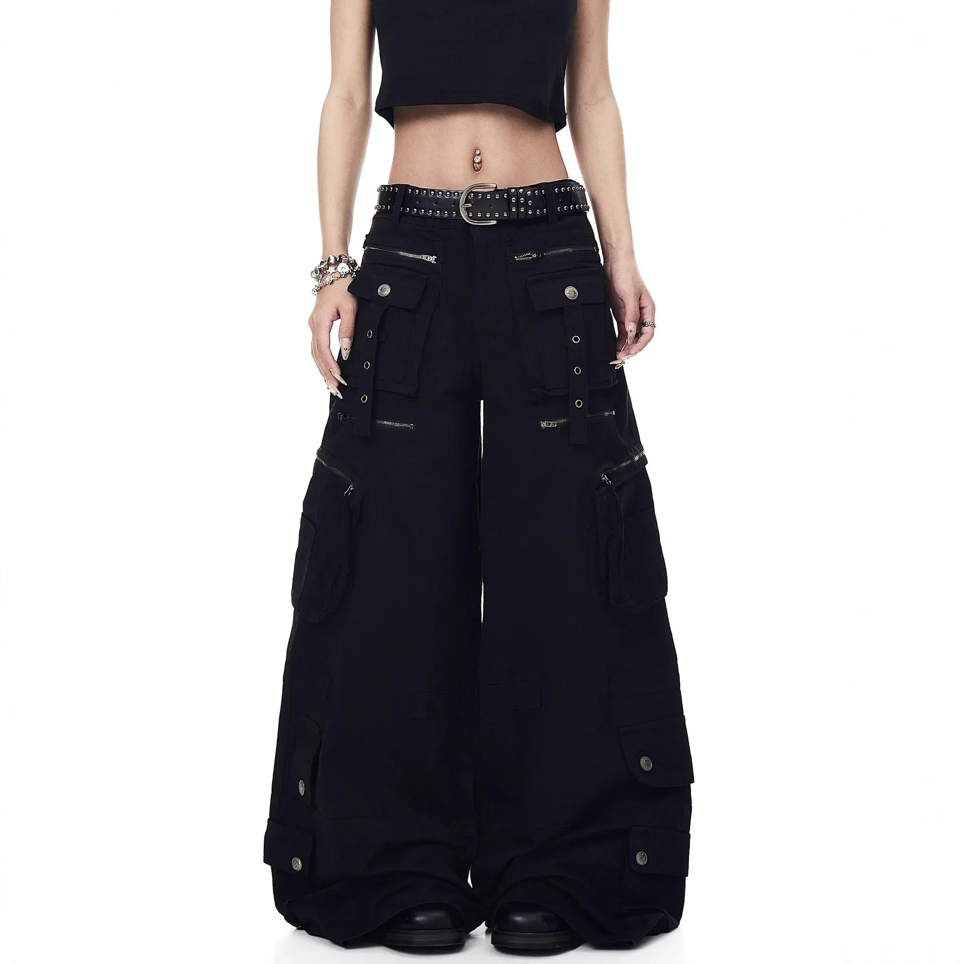 Unisex Punk Deconstructed Cargo Pants