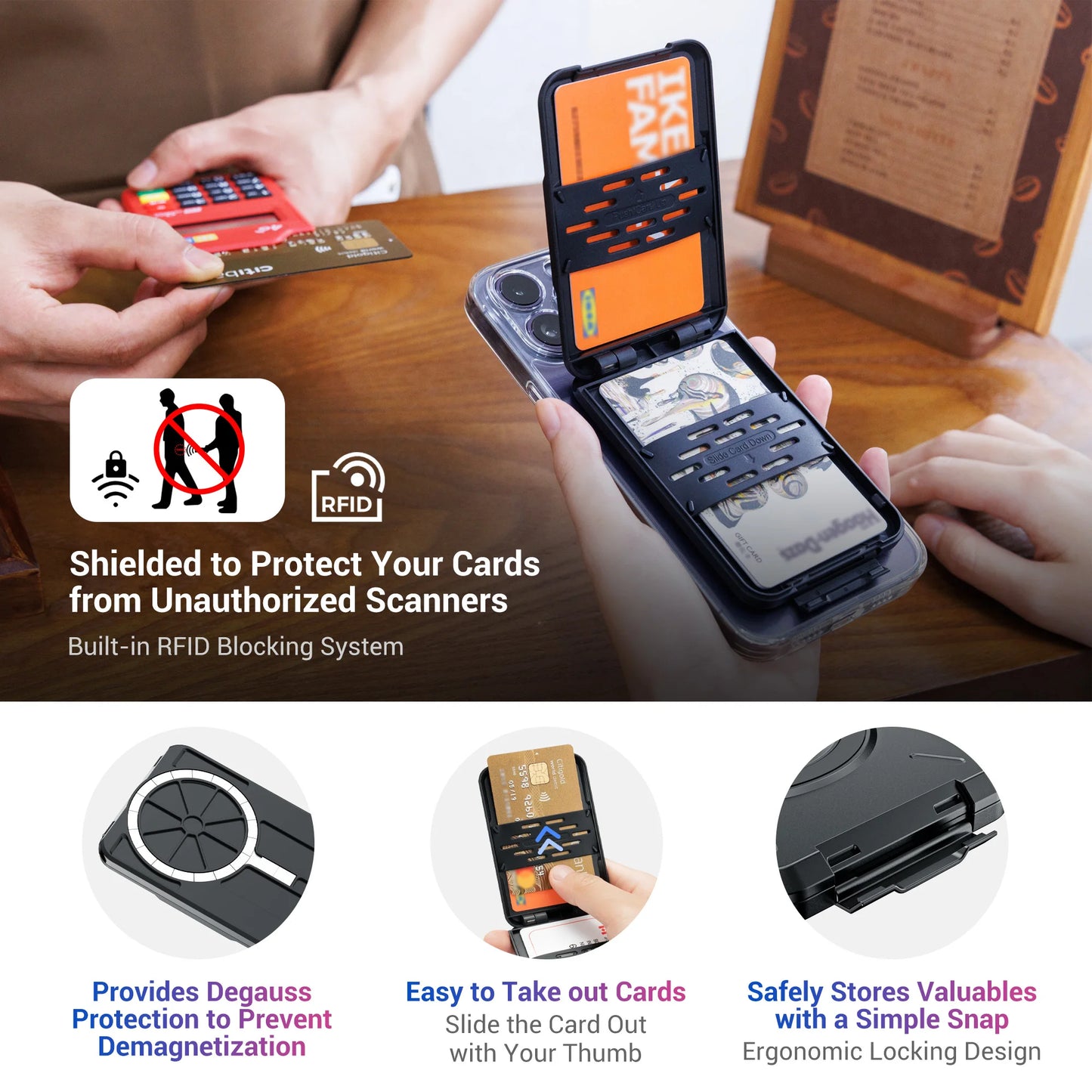 Magnetic Wallet & Card Holder with RFID Protection for iPhone 16/15/14 Pro Max - Sleek, Stylish, and Secure!