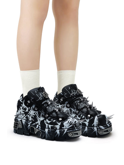 Motorcycle Boots Rivet Platform Sneakers Gothic Punk Rock Chic Ankle Boots Sexy Camouflage New