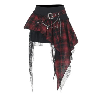Red Gothic Punk Skirt 🖤🔥