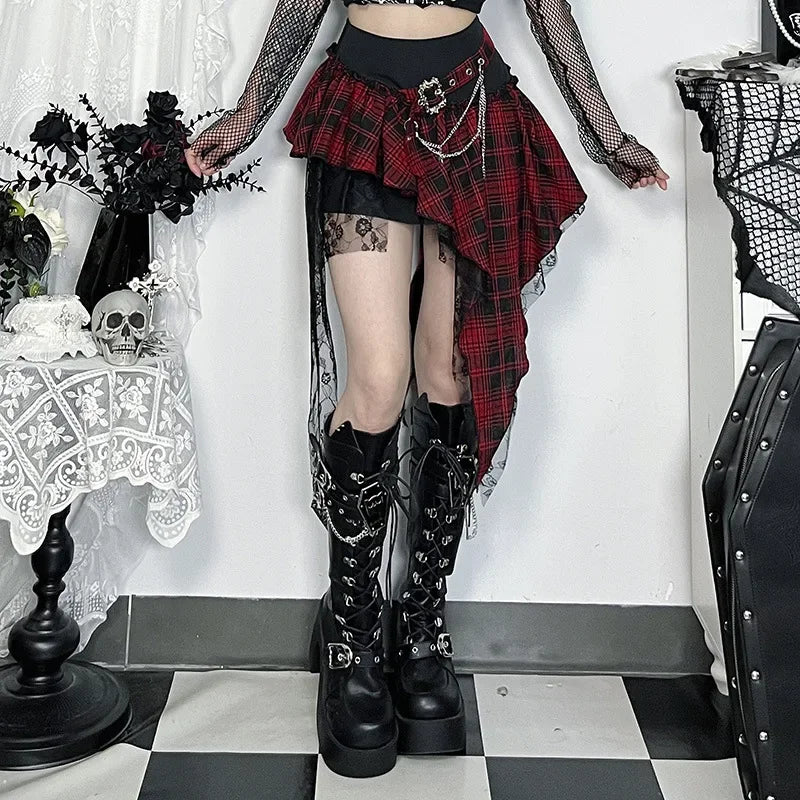 Red Gothic Punk Skirt 🖤🔥
