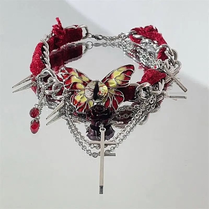 "Bloody Butterfly 🦋🩸 Gothic Punk Choker"
