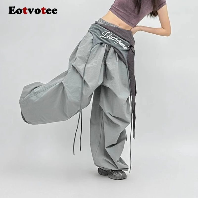 Women’s Baggy Pants – Irregular Patchwork High-Waist