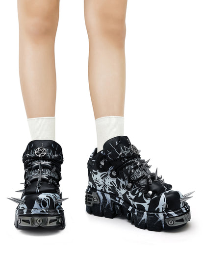 Motorcycle Boots Rivet Platform Sneakers Gothic Punk Rock Chic Ankle Boots Sexy Camouflage New