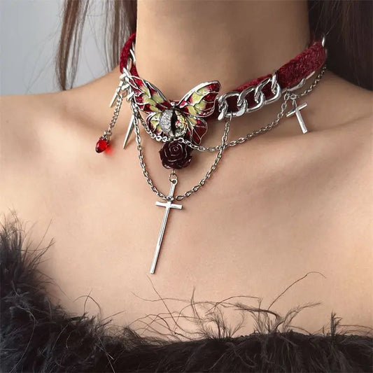 "Bloody Butterfly 🦋🩸 Gothic Punk Choker"