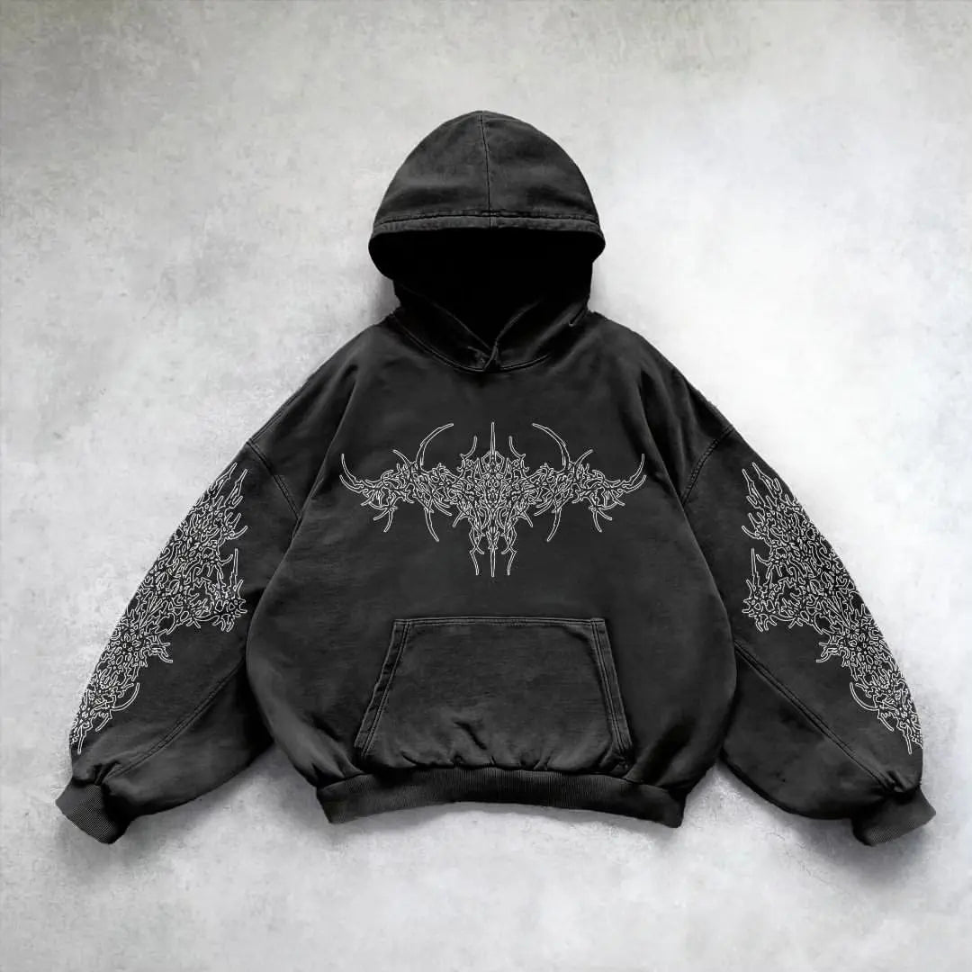 "Dark Aura 🕸️ Gothic Oversize Hoodie"