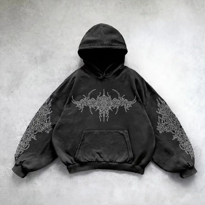 "Dark Aura 🕸️ Gothic Oversize Hoodie"