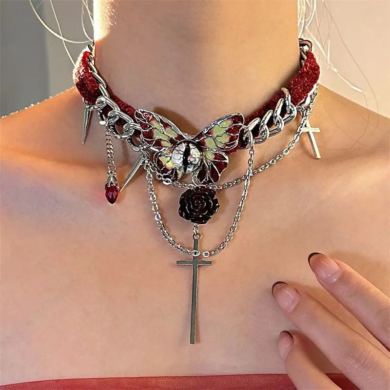 "Bloody Butterfly 🦋🩸 Gothic Punk Choker"