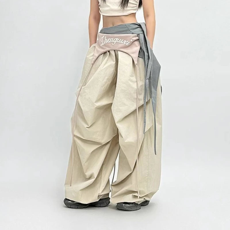 Women’s Baggy Pants – Irregular Patchwork High-Waist
