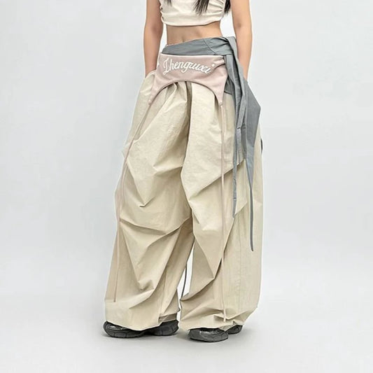 Women’s Baggy Pants – Irregular Patchwork High-Waist