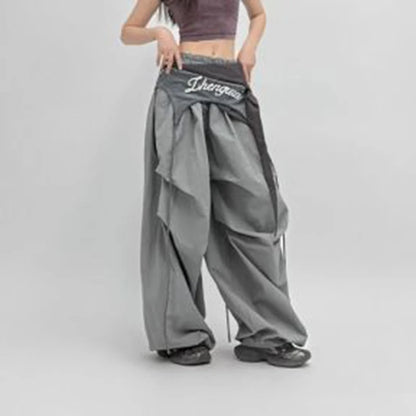 Women’s Baggy Pants – Irregular Patchwork High-Waist