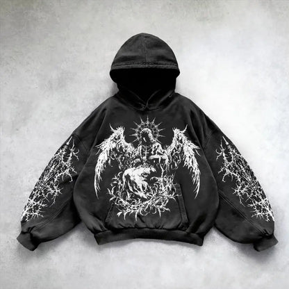 "Dark Aura 🕸️ Gothic Oversize Hoodie"