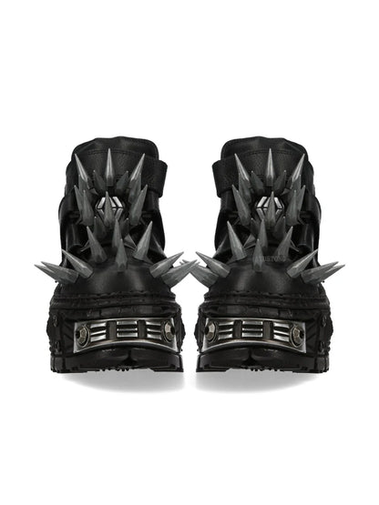 Black Thick Sole Spiked Rivet Motorcycle Boots 2025 New round Toe Punk Rock Street Sports Casual Short Boots Fashion Ankle Boots