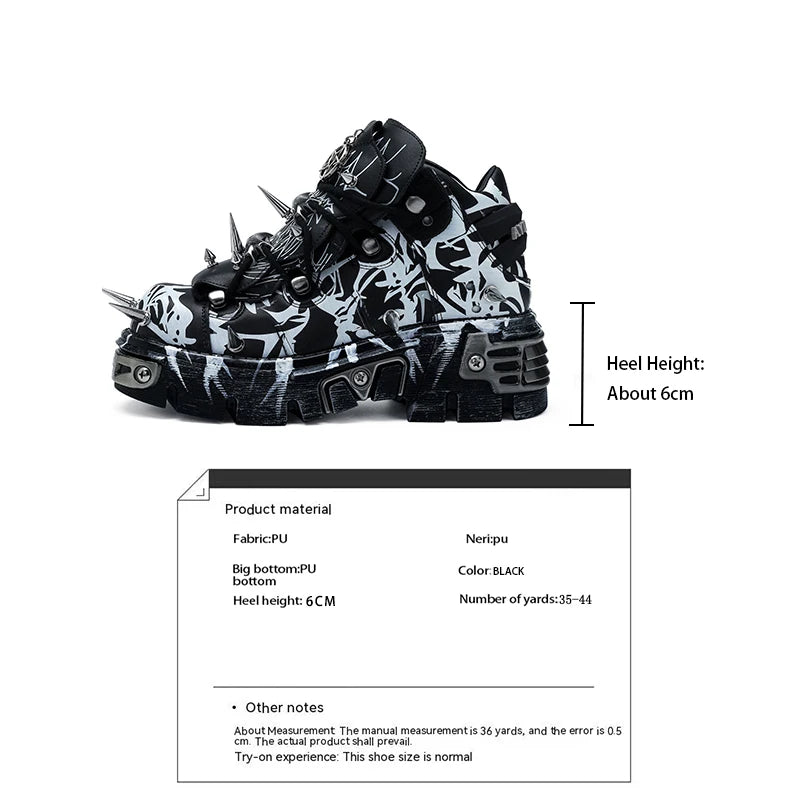 Motorcycle Boots Rivet Platform Sneakers Gothic Punk Rock Chic Ankle Boots Sexy Camouflage New