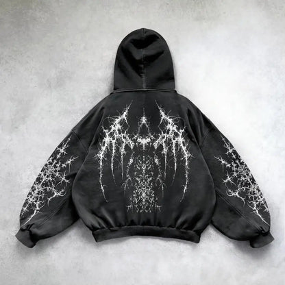 "Dark Aura 🕸️ Gothic Oversize Hoodie"