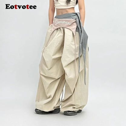 Women’s Baggy Pants – Irregular Patchwork High-Waist