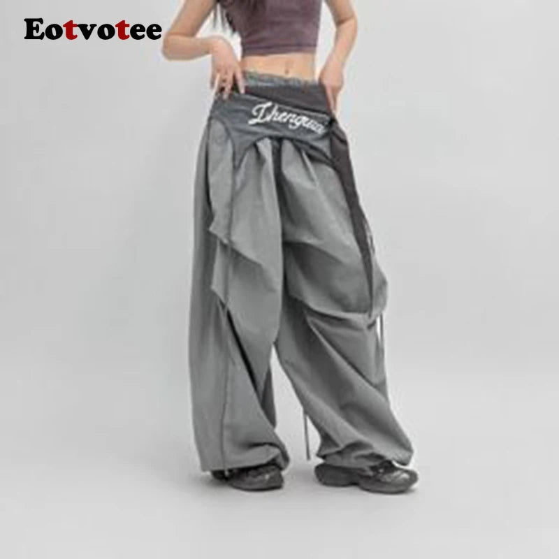 Women’s Baggy Pants – Irregular Patchwork High-Waist