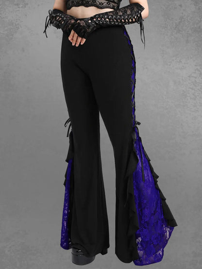 Gothic Lace-Up Flare Pants 🌹🖤
