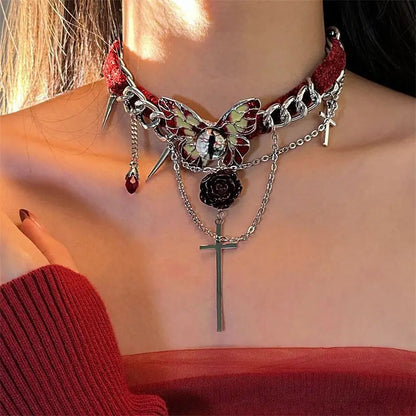 "Bloody Butterfly 🦋🩸 Gothic Punk Choker"