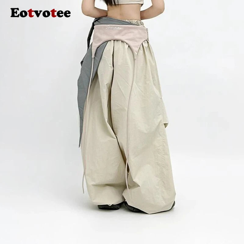 Women’s Baggy Pants – Irregular Patchwork High-Waist