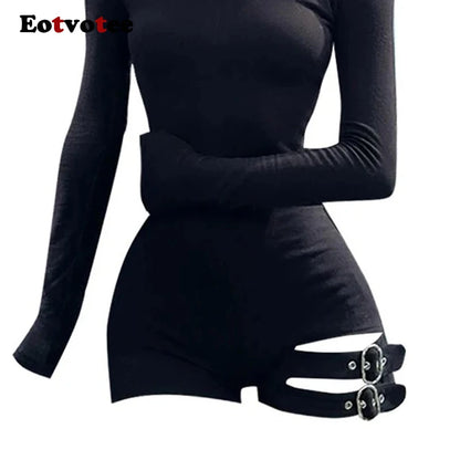 🖤 Gothic Black Buckle Jumpsuit 🕷️   