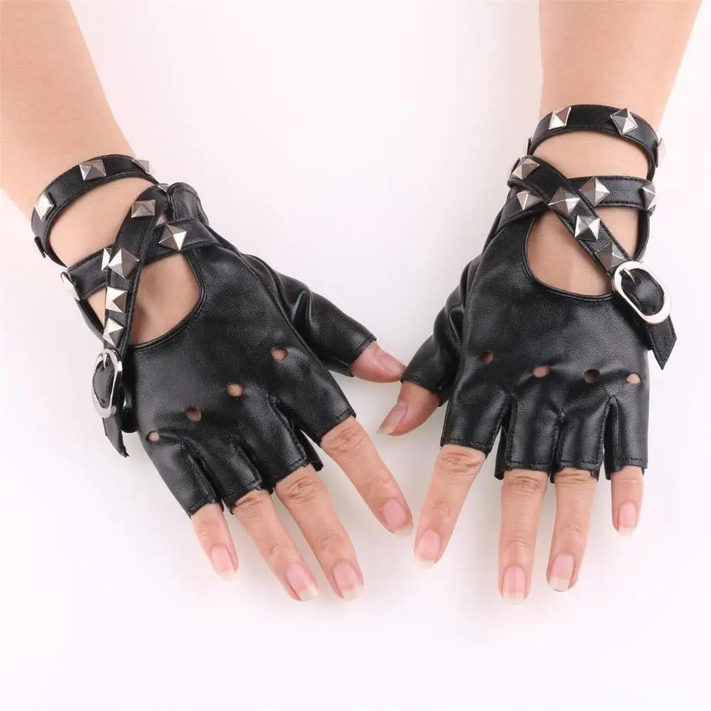 Rebel Spikes 🖤 Fingerless Punk Gloves"